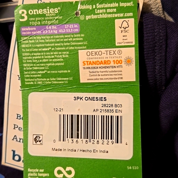 GERBER Newborn 3 pack short sleeve onesie for boys - Picture 8 of 8